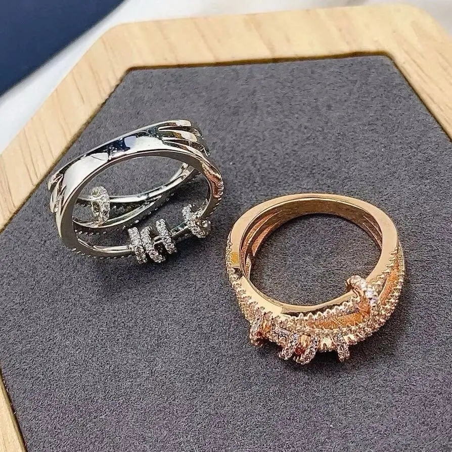 Luxury Classic High Quality Fashion s925 Silver Time Running Rotatable Moissanite Ring Accessories Jewelry RingHoliday gift