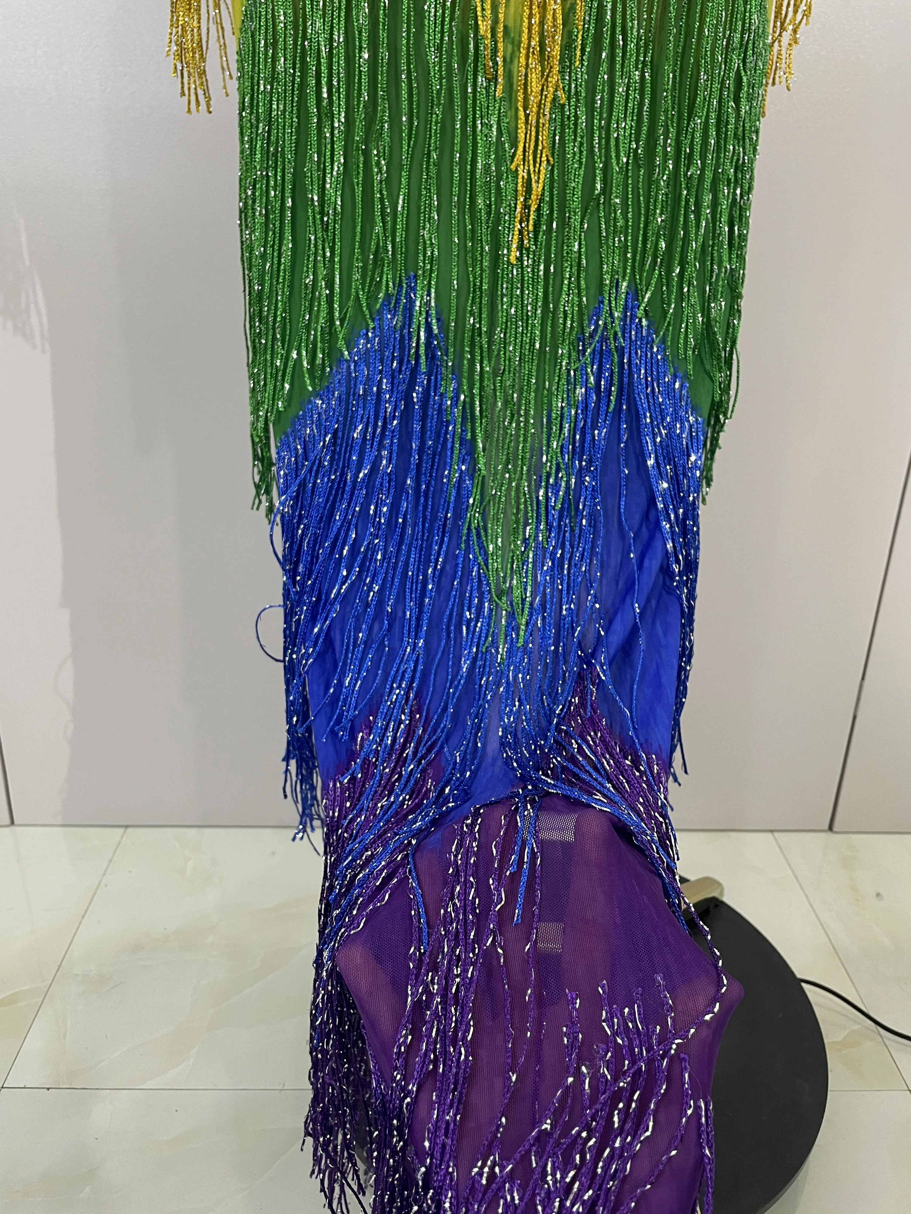 Women Sparkly Diamonds Graduated Rainbow Color Long Dress Sexy Mesh Evening Party Birthday Club Gowns Photoshoot Stage Costumes