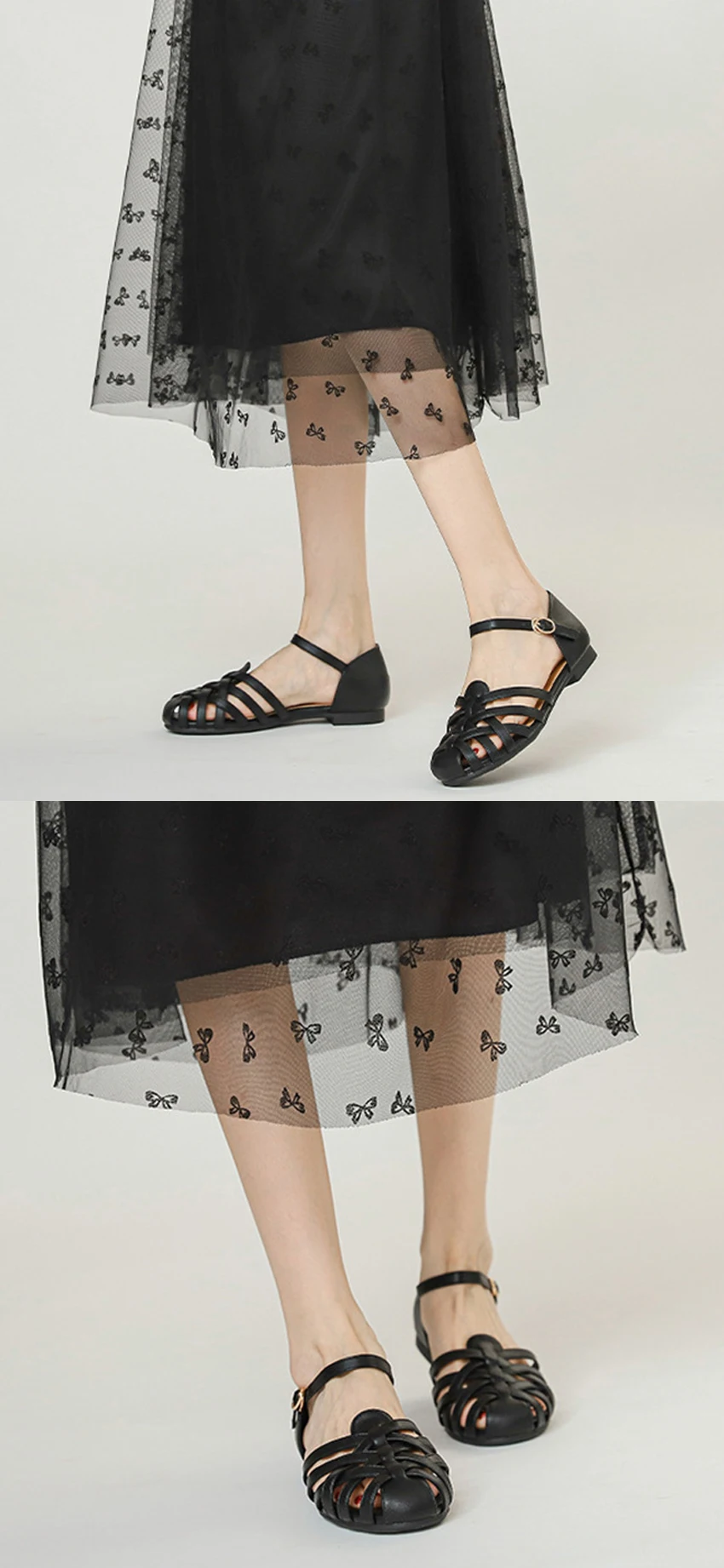 Luxury Designer Sandals Hollow Low-Heeled Closed-Toe Sandals for Women for Summer Outdoor Wear Roman Shoes Zapatos De Mujer
