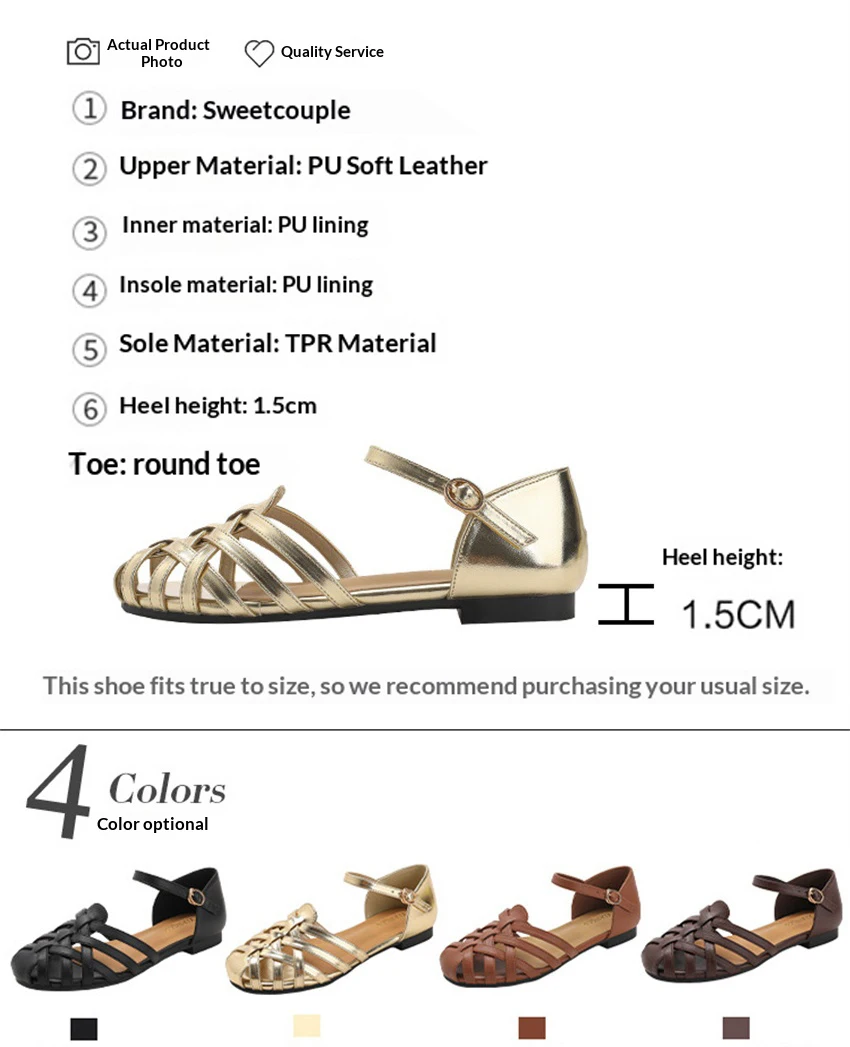 Luxury Designer Sandals Hollow Low-Heeled Closed-Toe Sandals for Women for Summer Outdoor Wear Roman Shoes Zapatos De Mujer