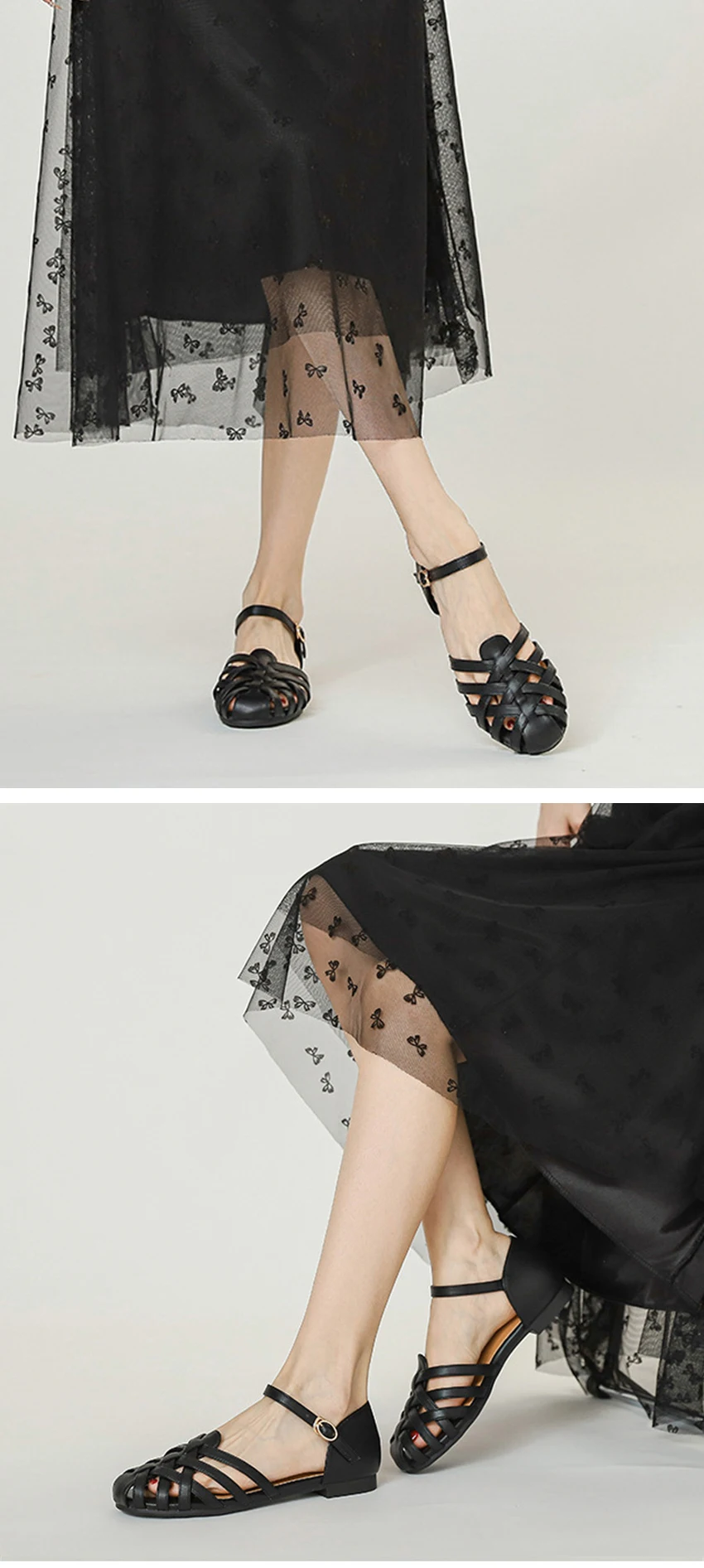 Luxury Designer Sandals Hollow Low-Heeled Closed-Toe Sandals for Women for Summer Outdoor Wear Roman Shoes Zapatos De Mujer