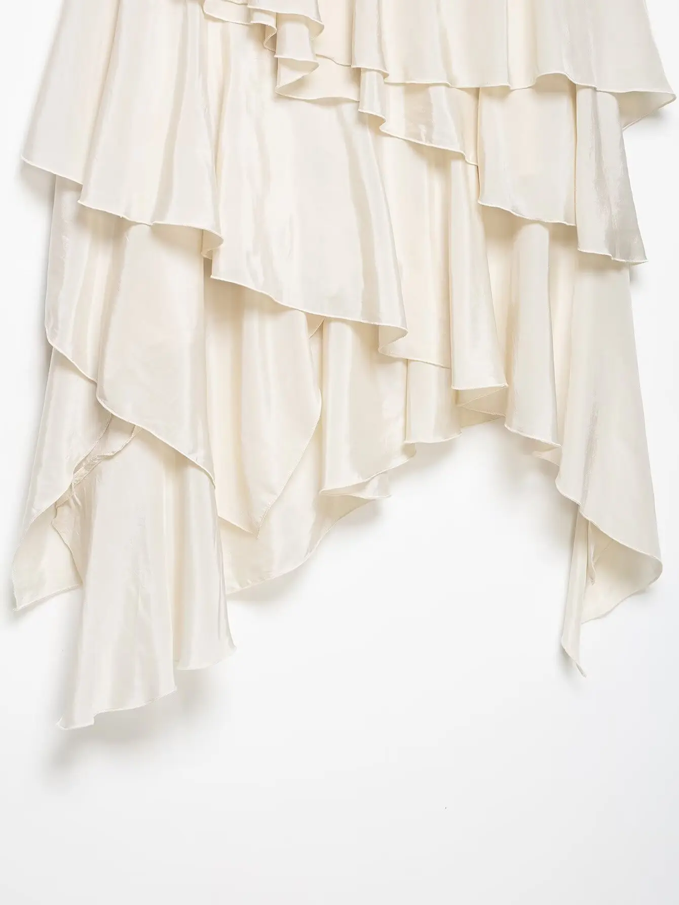 KONDALA Elegant Tiered Ruffled Asymmetrical Skirt Women's Trendy Midi Skirt New 2026 Spring Summer Fashion Vacation Party Skirt