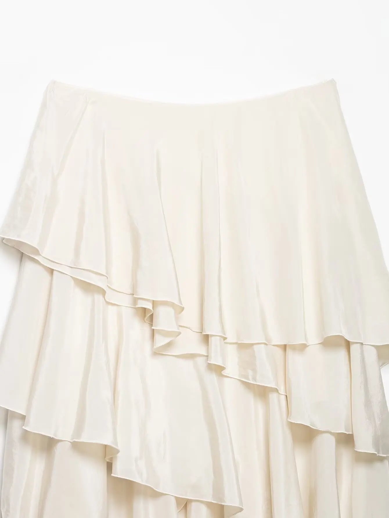 KONDALA Elegant Tiered Ruffled Asymmetrical Skirt Women's Trendy Midi Skirt New 2026 Spring Summer Fashion Vacation Party Skirt