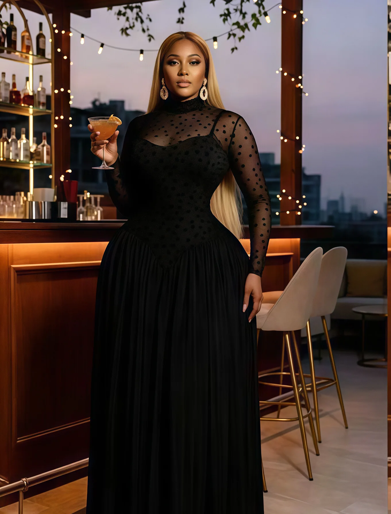 Women Dresses Spliced Dress Pleated Stand Collar Long Sleeves Ankle Length Empire Waist Slight Strech Slim Elegant 2026 Summer