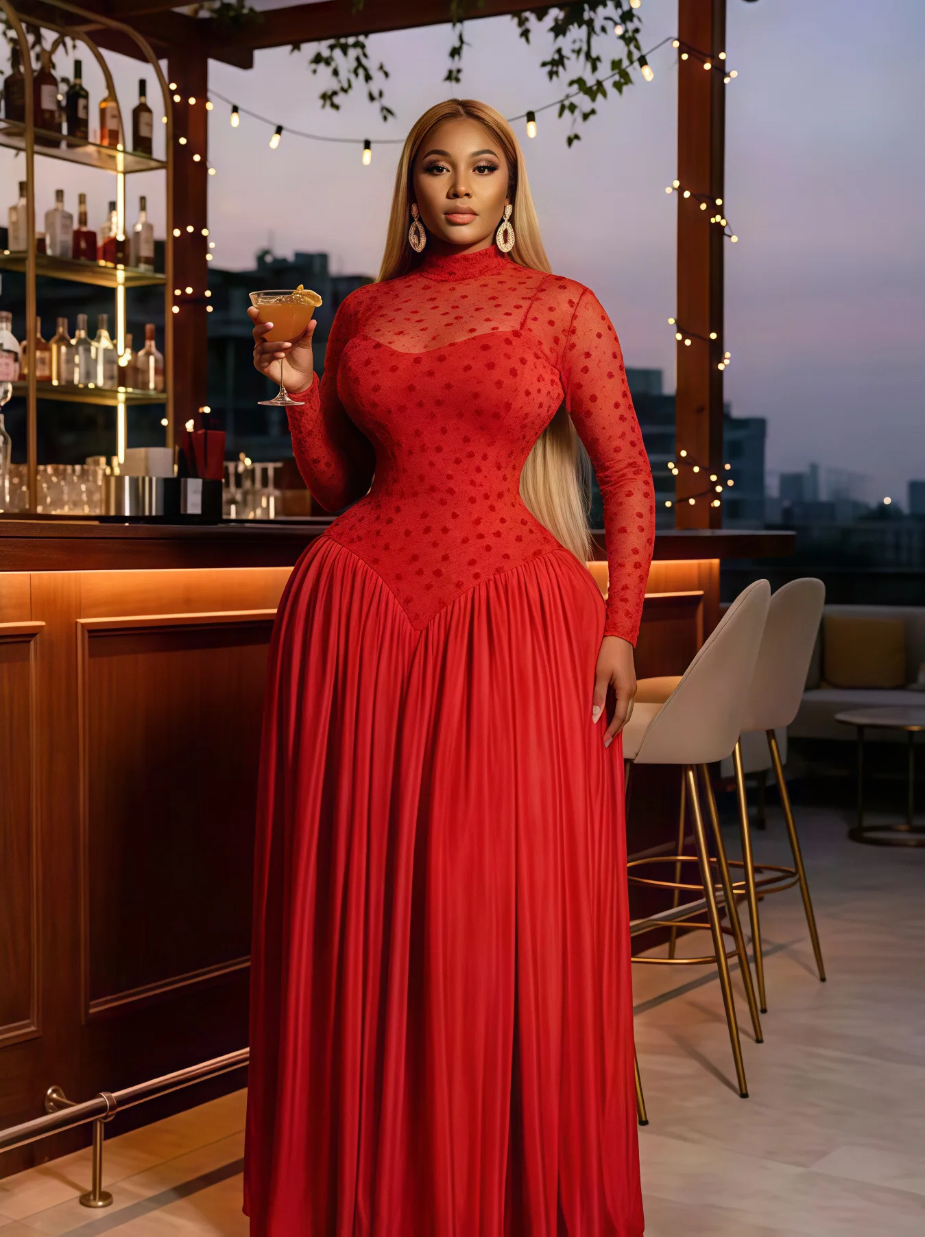Women Dresses Spliced Dress Pleated Stand Collar Long Sleeves Ankle Length Empire Waist Slight Strech Slim Elegant 2026 Summer