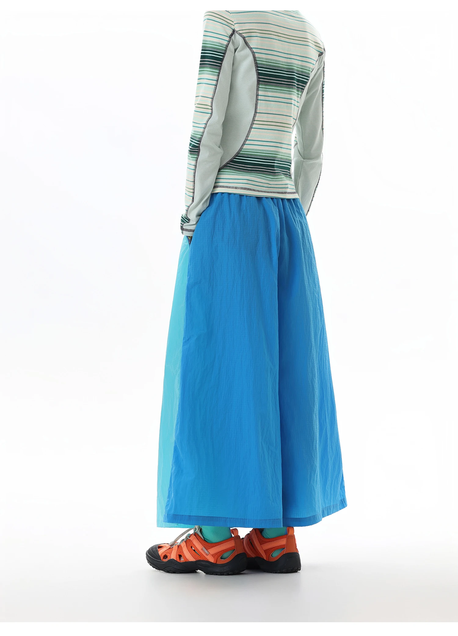 Women's Water-Repellent Summer Skirt-Pants – Mid-Waist, Asymmetrical Hem & Color-Block Design for Urban Outdoor & Casual Wear