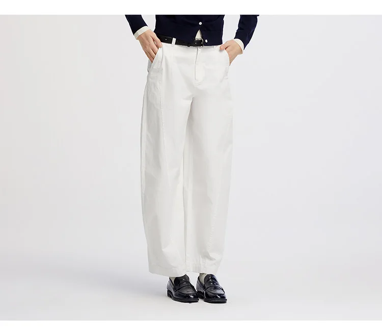 Semir Women Pants Washed Brushed Curved Barrel Leg Elastic Waist Loose Casual Autumn Trousers Daily Wear 2026