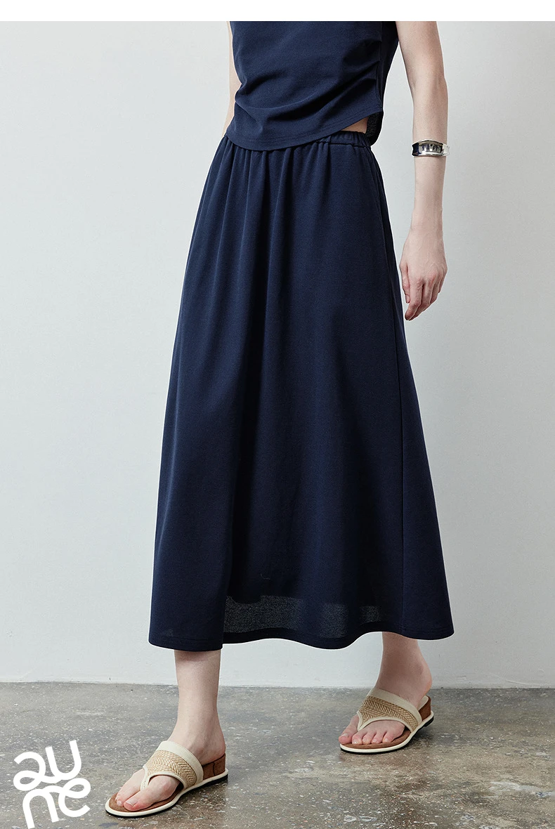 TOYOUTH Women Color Block Two Pcs Set 2026 Summer New Cropped T-shirt High Waist Long Skirt Tennis Quiet Luxury Casual Outfit