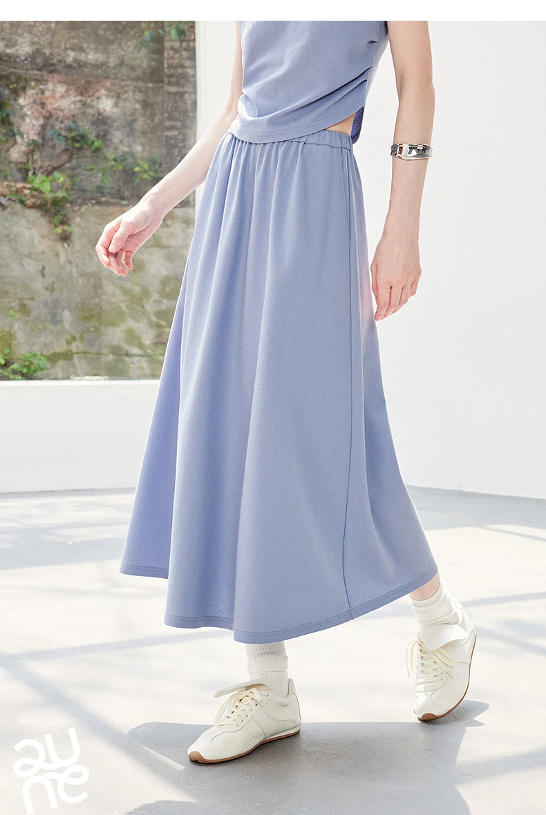 TOYOUTH Women Color Block Two Pcs Set 2026 Summer New Cropped T-shirt High Waist Long Skirt Tennis Quiet Luxury Casual Outfit