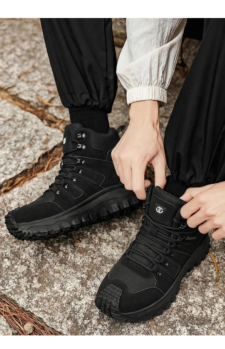 Men's High-Top Large-Size Fashionable Outdoor Hiking Boots, with Comfortable Lining, Flexible and Thick Sole, Excellent Grip, Suitable for Outdoor Hiking, Trekking, Camping, and Other Activities