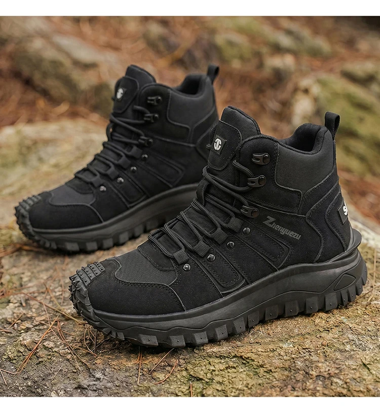 Men's High-Top Large-Size Fashionable Outdoor Hiking Boots, with Comfortable Lining, Flexible and Thick Sole, Excellent Grip, Suitable for Outdoor Hiking, Trekking, Camping, and Other Activities