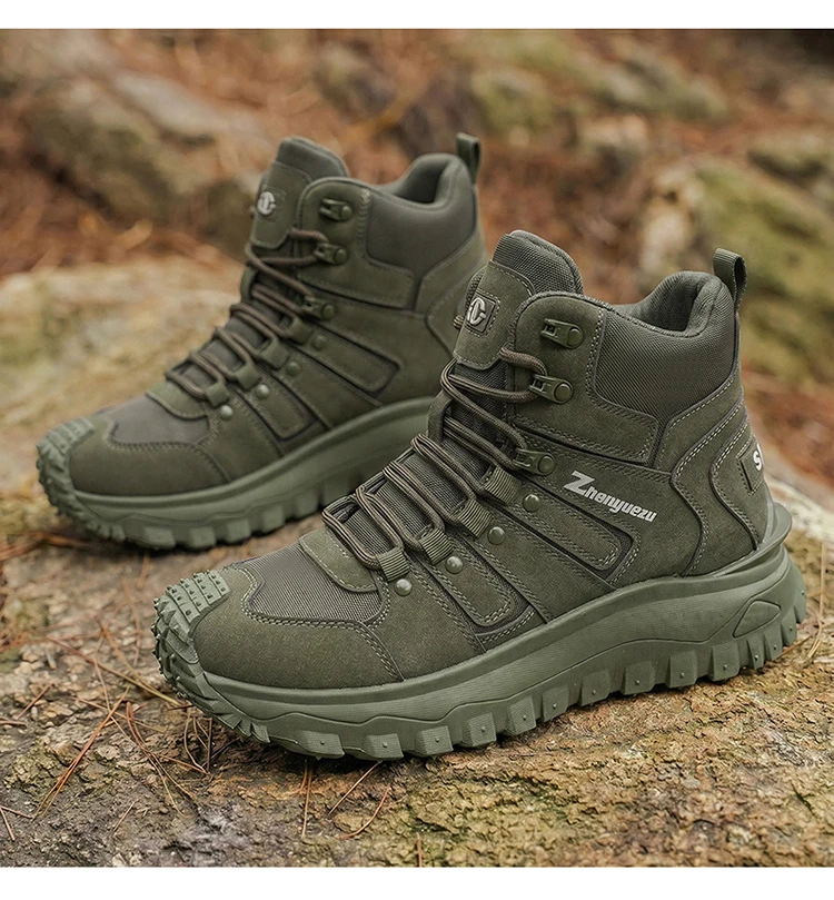 Men's High-Top Large-Size Fashionable Outdoor Hiking Boots, with Comfortable Lining, Flexible and Thick Sole, Excellent Grip, Suitable for Outdoor Hiking, Trekking, Camping, and Other Activities