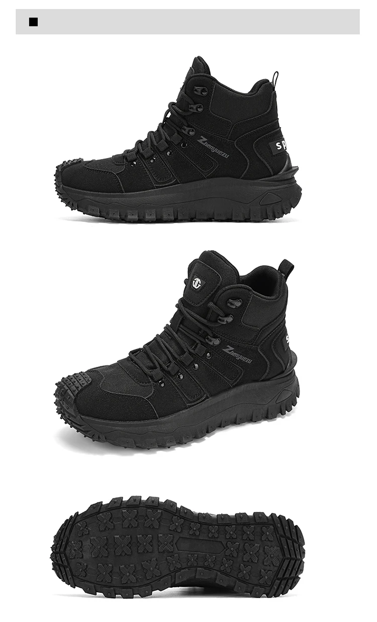 Men's High-Top Large-Size Fashionable Outdoor Hiking Boots, with Comfortable Lining, Flexible and Thick Sole, Excellent Grip, Suitable for Outdoor Hiking, Trekking, Camping, and Other Activities