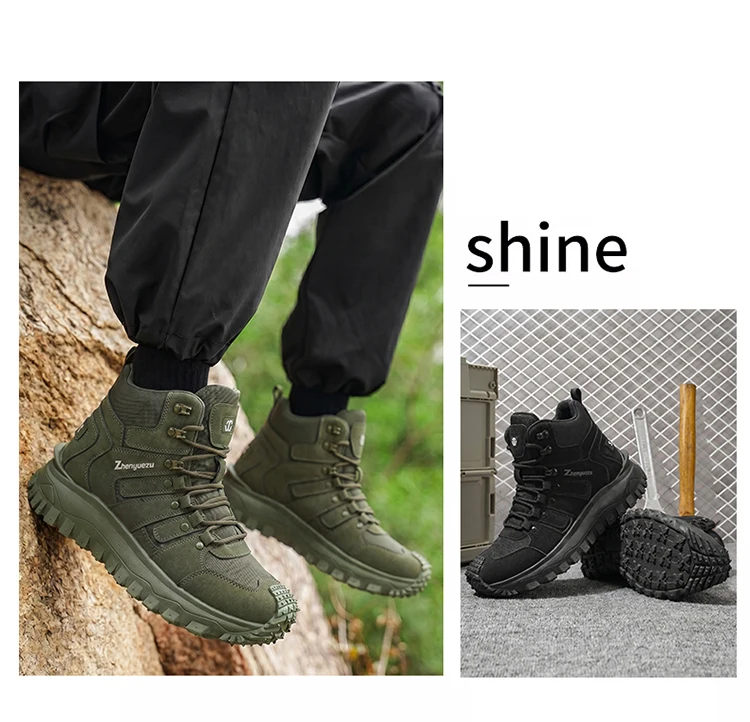 Men's High-Top Large-Size Fashionable Outdoor Hiking Boots, with Comfortable Lining, Flexible and Thick Sole, Excellent Grip, Suitable for Outdoor Hiking, Trekking, Camping, and Other Activities