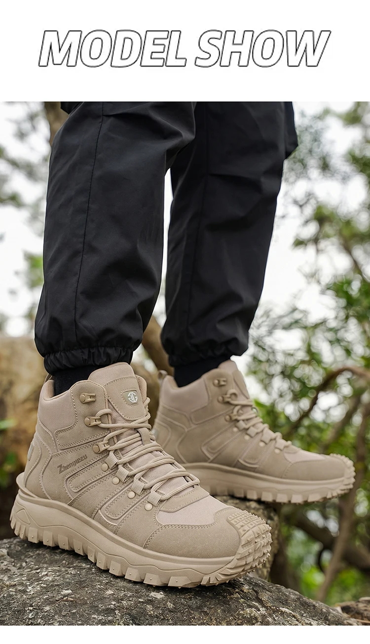 Men's High-Top Large-Size Fashionable Outdoor Hiking Boots, with Comfortable Lining, Flexible and Thick Sole, Excellent Grip, Suitable for Outdoor Hiking, Trekking, Camping, and Other Activities
