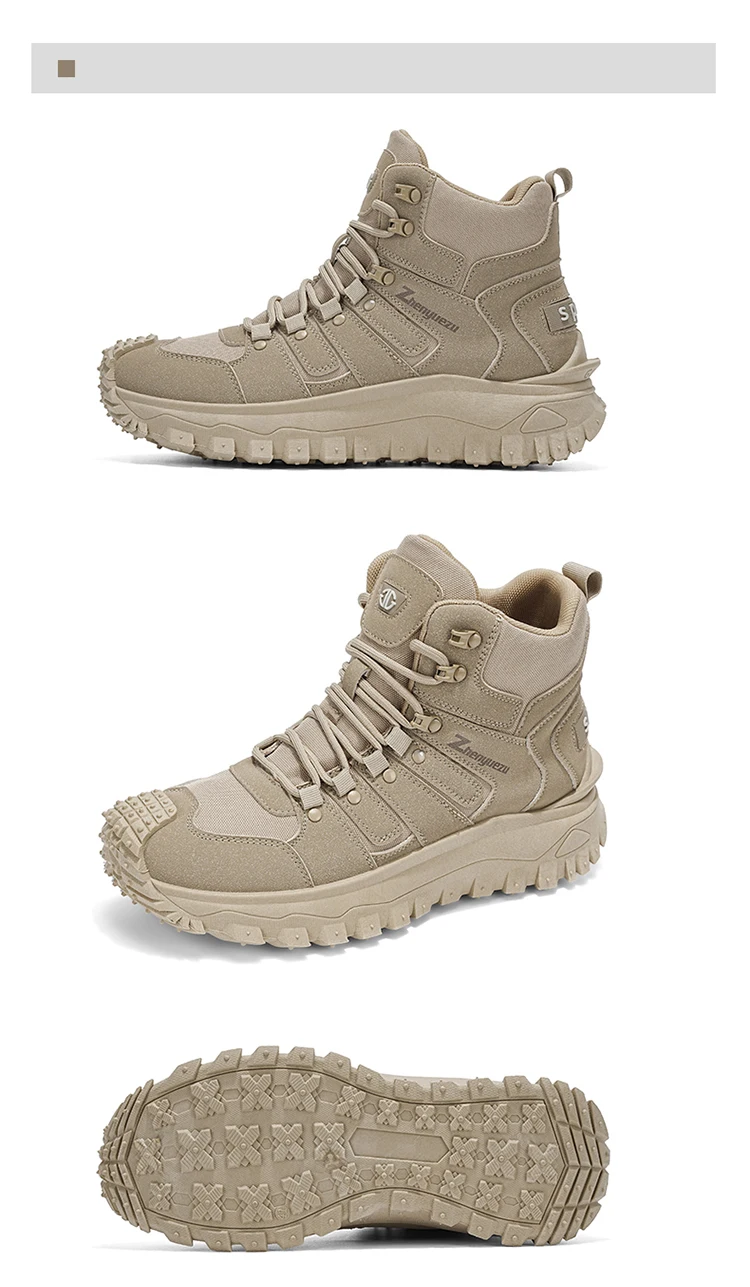 Men's High-Top Large-Size Fashionable Outdoor Hiking Boots, with Comfortable Lining, Flexible and Thick Sole, Excellent Grip, Suitable for Outdoor Hiking, Trekking, Camping, and Other Activities