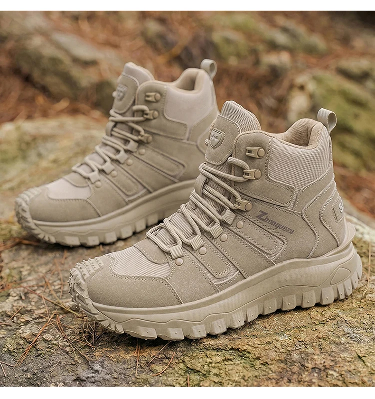 Men's High-Top Large-Size Fashionable Outdoor Hiking Boots, with Comfortable Lining, Flexible and Thick Sole, Excellent Grip, Suitable for Outdoor Hiking, Trekking, Camping, and Other Activities