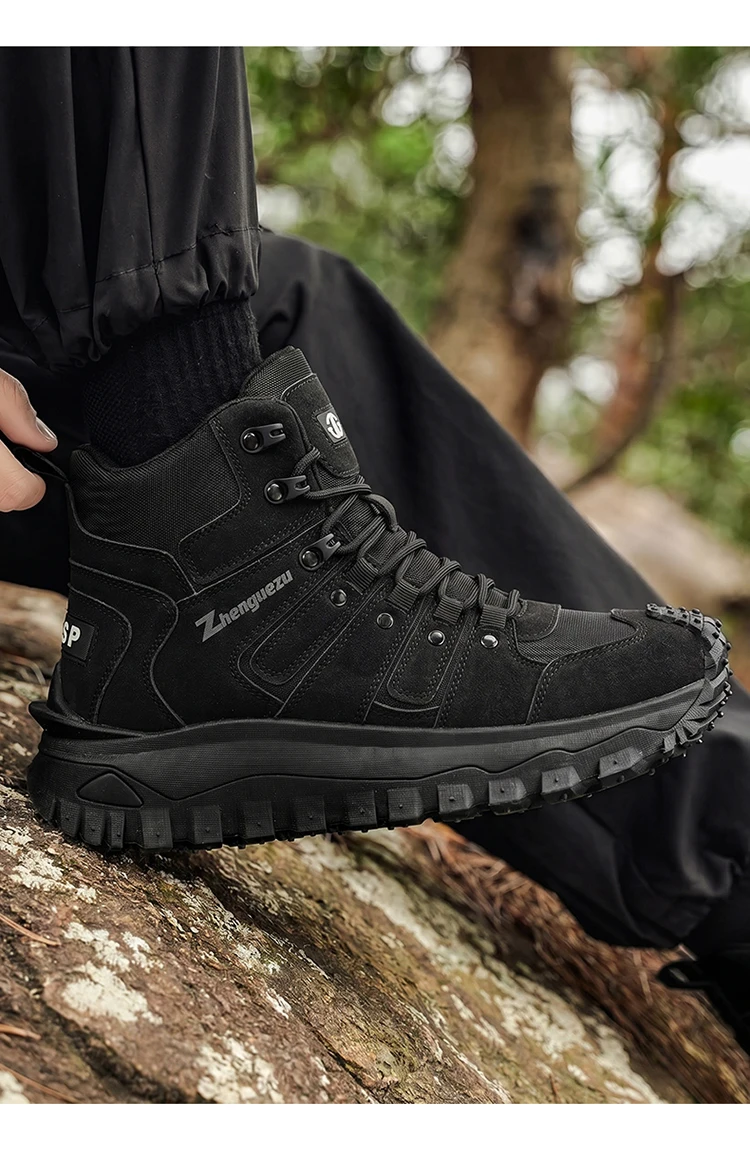 Men's High-Top Large-Size Fashionable Outdoor Hiking Boots, with Comfortable Lining, Flexible and Thick Sole, Excellent Grip, Suitable for Outdoor Hiking, Trekking, Camping, and Other Activities