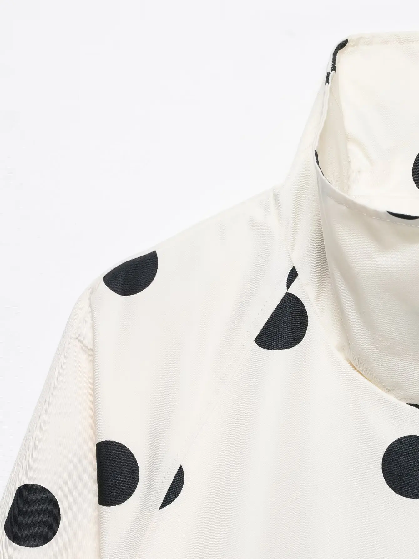 Women Fashion Vintage Polka Dots Pocket Stand Collar Jacket Spring Autumn Long Sleeve Jacket Holiday Outfits For Women