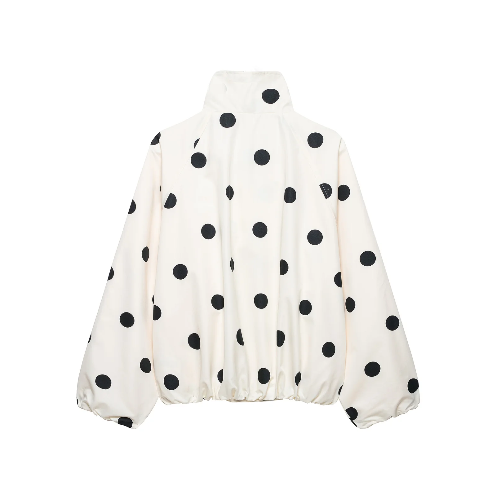Women Fashion Vintage Polka Dots Pocket Stand Collar Jacket Spring Autumn Long Sleeve Jacket Holiday Outfits For Women