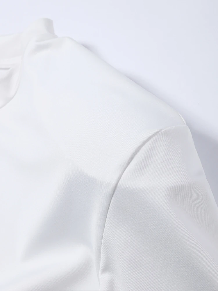 Women's Casual Commuting Clothing Trendy Minimalist White Padded Shoulder T-shirt Cozy Oversized Crew Neck Short Sleeve Tee Tops