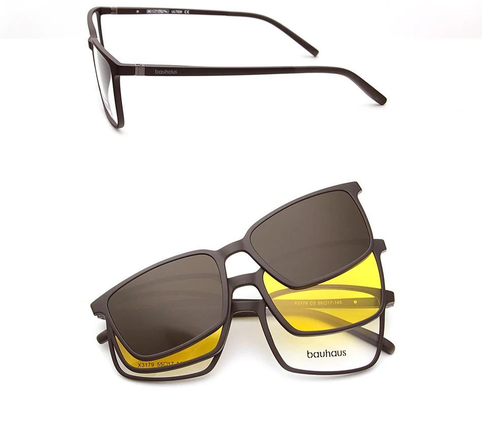 2+1 Lenes Magnet Sunglasses Clip Mirrored Clip On Sunglasses Clip On Glasses Men Polarized Custom Prescription Myopia X3179