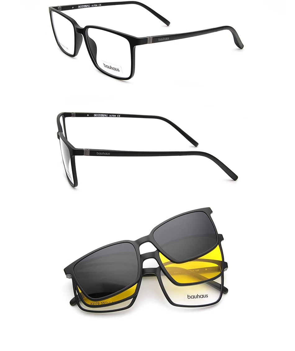 2+1 Lenes Magnet Sunglasses Clip Mirrored Clip On Sunglasses Clip On Glasses Men Polarized Custom Prescription Myopia X3179