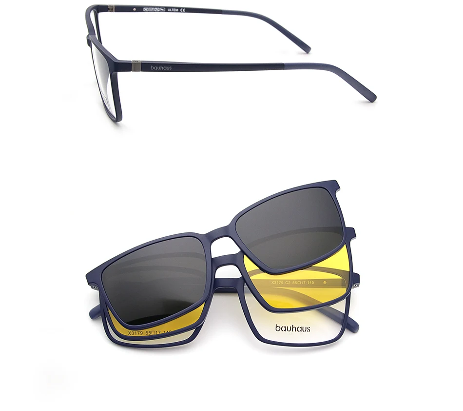 2+1 Lenes Magnet Sunglasses Clip Mirrored Clip On Sunglasses Clip On Glasses Men Polarized Custom Prescription Myopia X3179