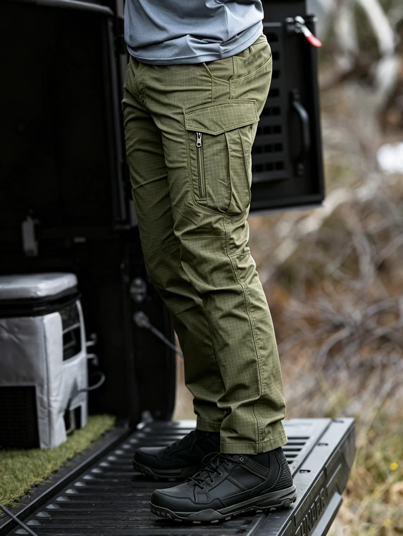 Men's Stretch Tactical Pants, Water Resistant Ripstop Cargo Pants, Lightweight EDC Hiking Work Pants, Ships from US