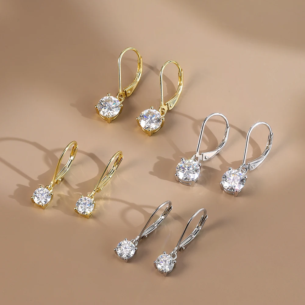 ORSA JEWELS Moissanite Huggie Hoop Earring Lab Created Diamond 925 Sterling Silver Dainty Hoop Dangle Earring Fine Jewelry MOE13