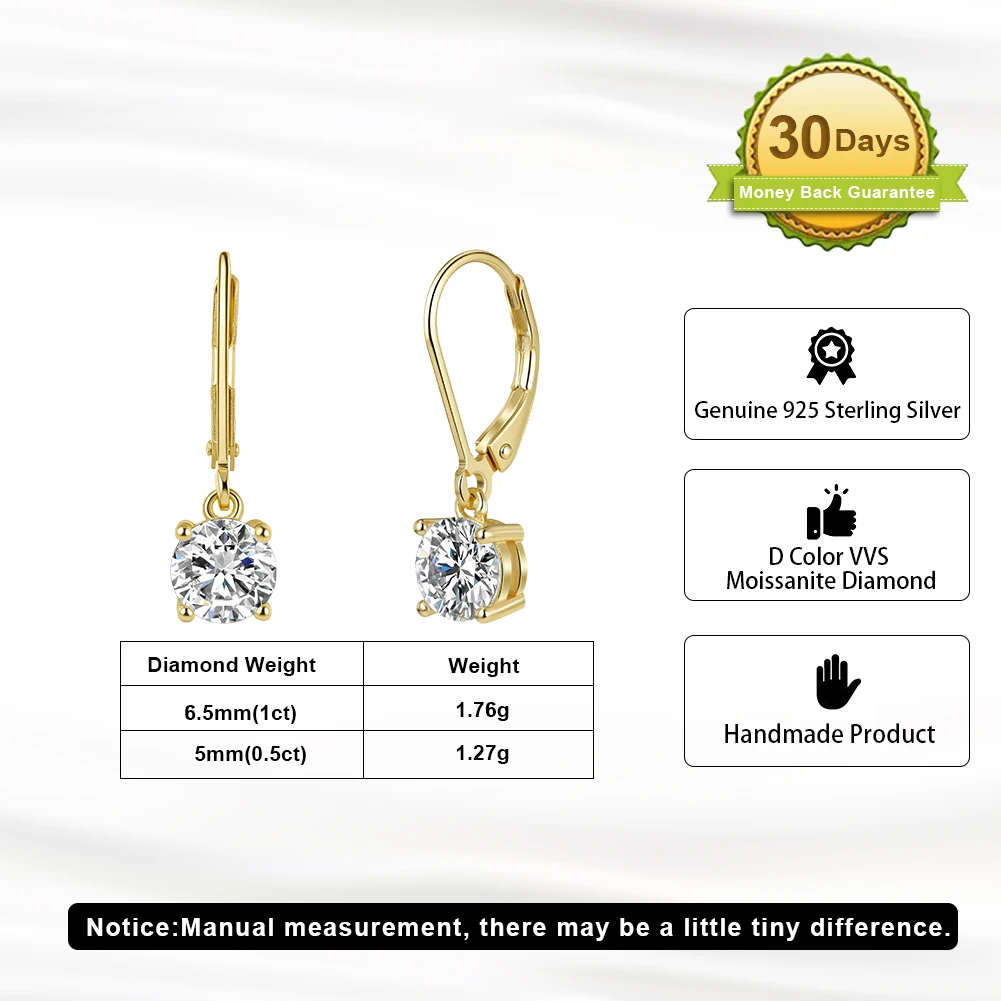 ORSA JEWELS Moissanite Huggie Hoop Earring Lab Created Diamond 925 Sterling Silver Dainty Hoop Dangle Earring Fine Jewelry MOE13