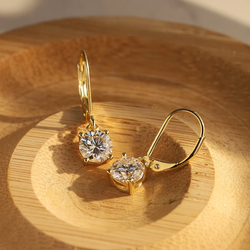ORSA JEWELS Moissanite Huggie Hoop Earring Lab Created Diamond 925 Sterling Silver Dainty Hoop Dangle Earring Fine Jewelry MOE13