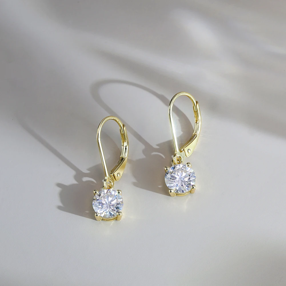 ORSA JEWELS Moissanite Huggie Hoop Earring Lab Created Diamond 925 Sterling Silver Dainty Hoop Dangle Earring Fine Jewelry MOE13