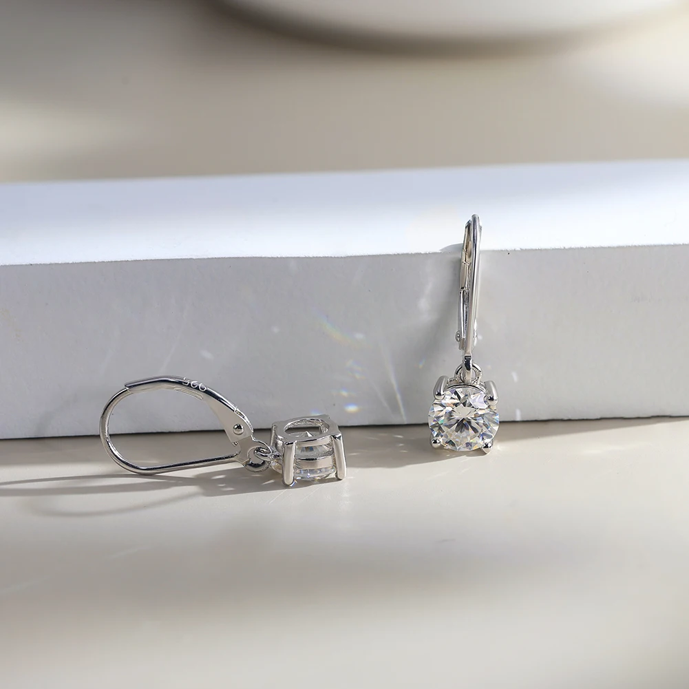 ORSA JEWELS Moissanite Huggie Hoop Earring Lab Created Diamond 925 Sterling Silver Dainty Hoop Dangle Earring Fine Jewelry MOE13