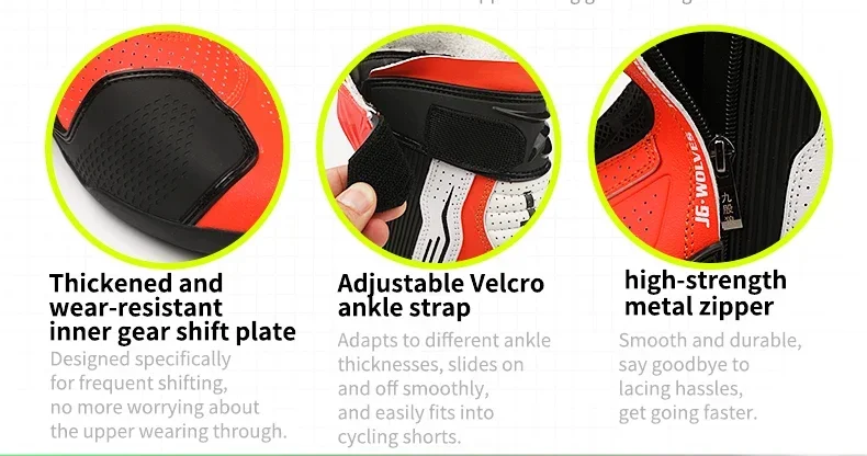 High Top Motorbike Boots Racing Riding Shoes Breathable Anti Slip TPU Protective Side Zipper Rubber Sole Motorcycle Boots Men