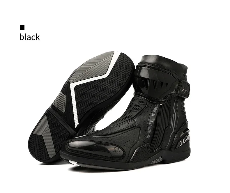 High Top Motorbike Boots Racing Riding Shoes Breathable Anti Slip TPU Protective Side Zipper Rubber Sole Motorcycle Boots Men
