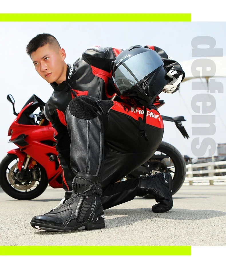 High Top Motorbike Boots Racing Riding Shoes Breathable Anti Slip TPU Protective Side Zipper Rubber Sole Motorcycle Boots Men