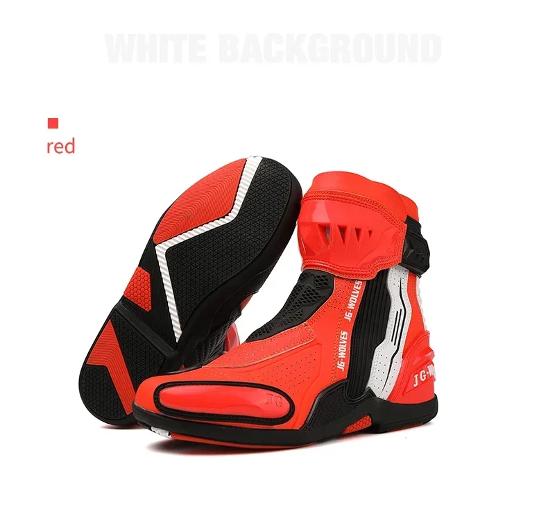 High Top Motorbike Boots Racing Riding Shoes Breathable Anti Slip TPU Protective Side Zipper Rubber Sole Motorcycle Boots Men