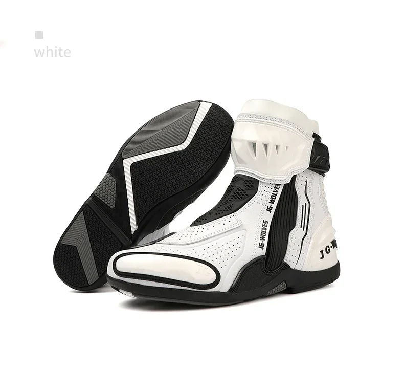 High Top Motorbike Boots Racing Riding Shoes Breathable Anti Slip TPU Protective Side Zipper Rubber Sole Motorcycle Boots Men