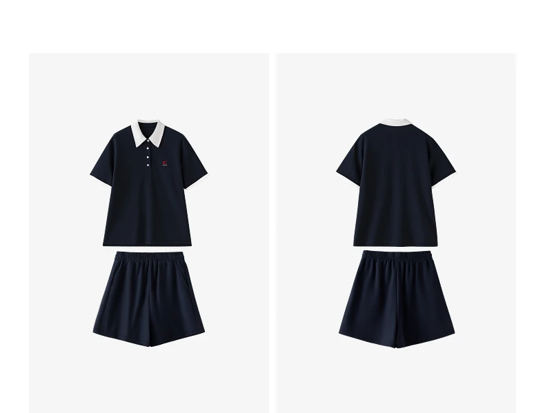 TOYOUTH Qingcongquan Women's Polo Shirt Shorts Two Piece Set 2026 Autumn New Color Block Preppy Style Casual Sports Outfits