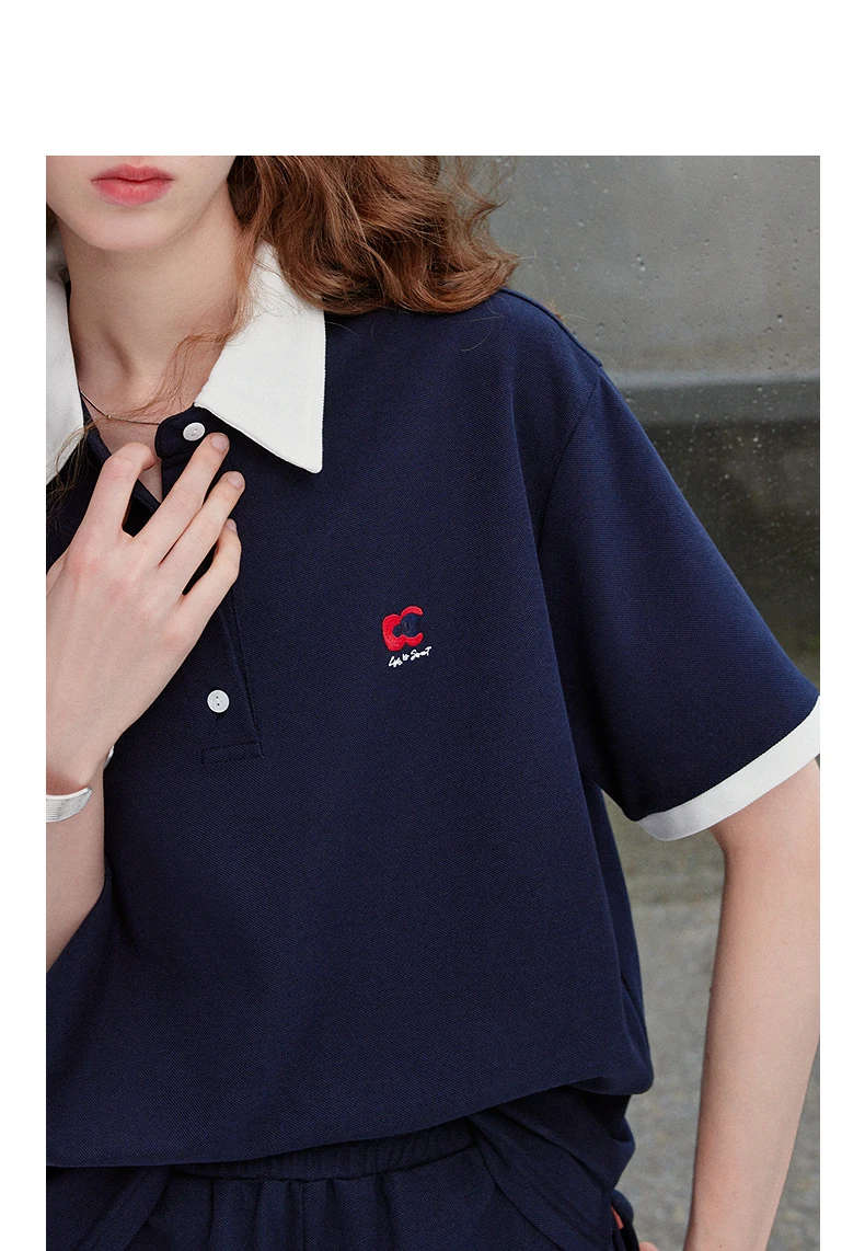 TOYOUTH Qingcongquan Women's Polo Shirt Shorts Two Piece Set 2026 Autumn New Color Block Preppy Style Casual Sports Outfits