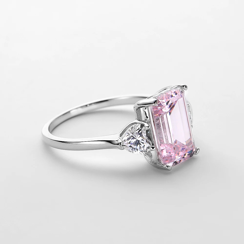 OEVAS 7 Carats High Carbon Diamond Sparkling Zircon Wedding Rings For Women Top Quality 100% 925 Sterling Silver Party Jewelry