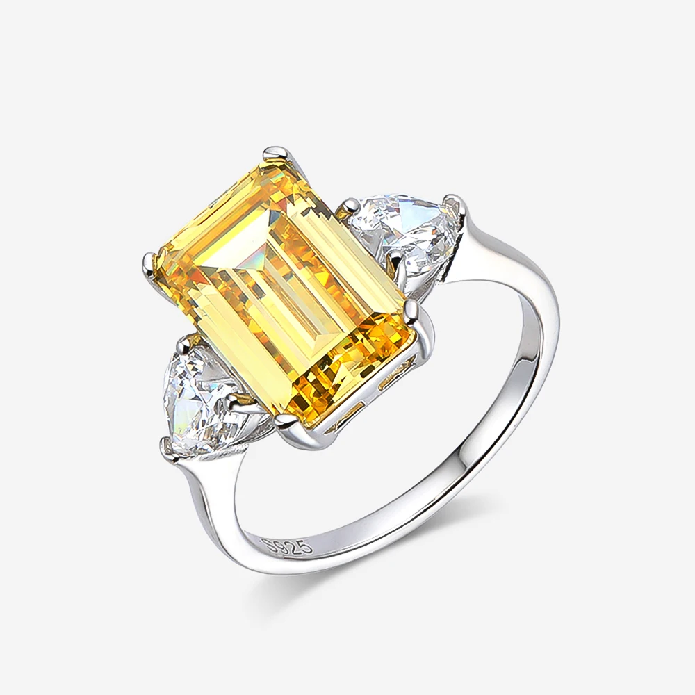 OEVAS 7 Carats High Carbon Diamond Sparkling Zircon Wedding Rings For Women Top Quality 100% 925 Sterling Silver Party Jewelry