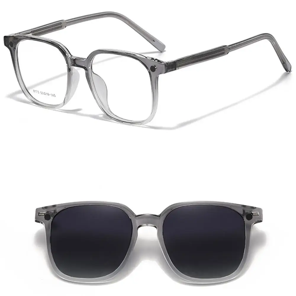 HBK Fashion Men's Magnetic Clip Sunglasses Set Flip Function 2-in-1 Vintage Polarized Sunglasses Women's Decorative Sunglasses