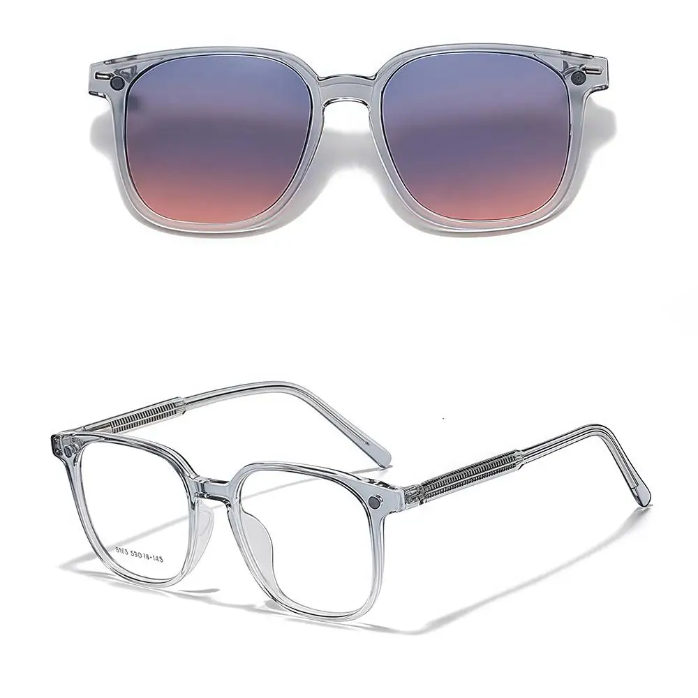 HBK Fashion Men's Magnetic Clip Sunglasses Set Flip Function 2-in-1 Vintage Polarized Sunglasses Women's Decorative Sunglasses