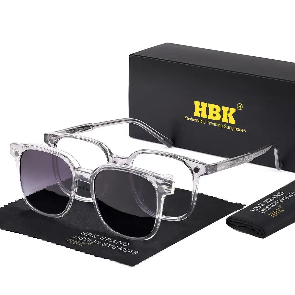 HBK Fashion Men's Magnetic Clip Sunglasses Set Flip Function 2-in-1 Vintage Polarized Sunglasses Women's Decorative Sunglasses