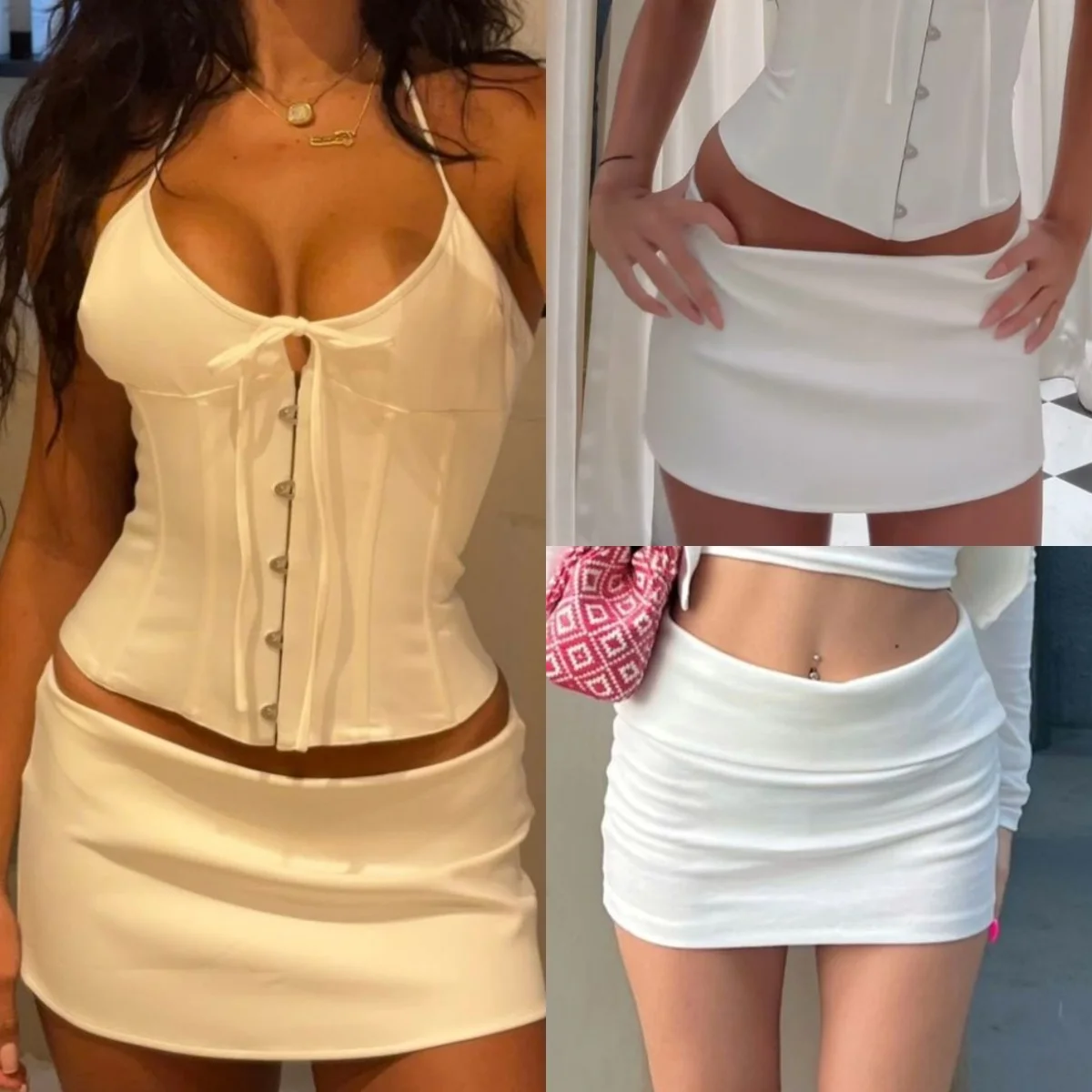 Guz Low-Waist Ultra-Short Skirt Pants, Tight-Fitting Mini Skirt with Built-In Safety Shorts to Prevent Exposure, Elastic Slim-Fit Skirt That Elongates the Legs, Polka Dot Low-Waist Skirt Pants
