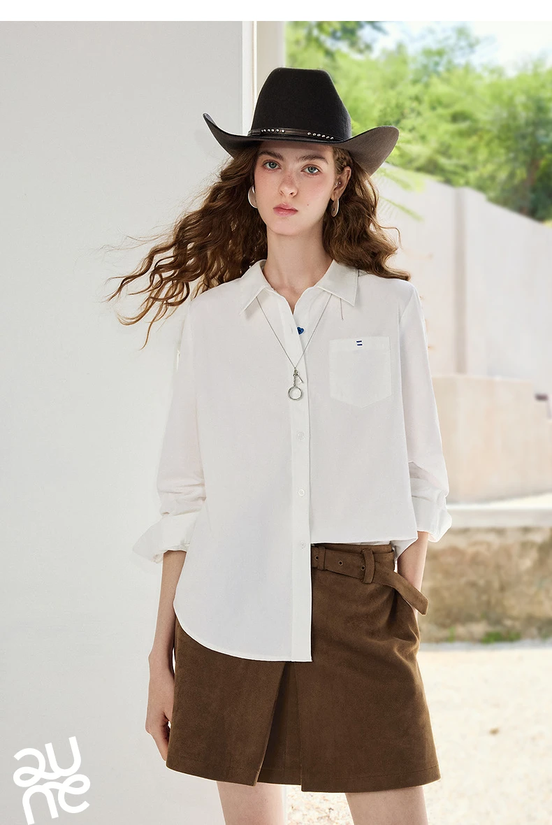 TOYOUTH Women's Pure Cotton Cavalry Twill Blouse 2026 Autumn New Long Sleeve Loose Fit Athletic Preppy Lazy Commute Style
