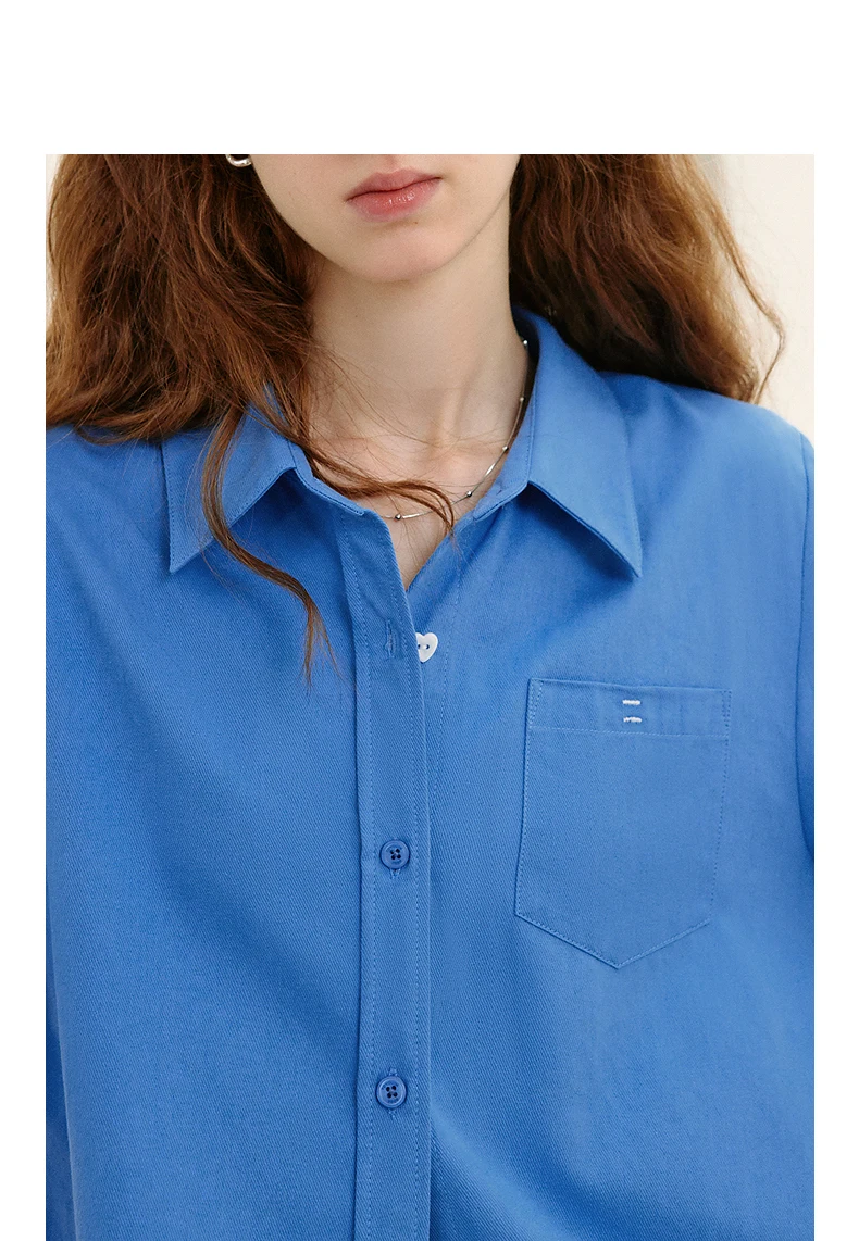 TOYOUTH Women's Pure Cotton Cavalry Twill Blouse 2026 Autumn New Long Sleeve Loose Fit Athletic Preppy Lazy Commute Style