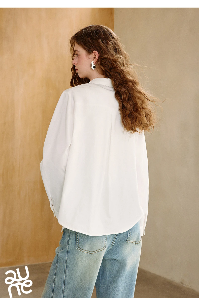 TOYOUTH Women's Pure Cotton Cavalry Twill Blouse 2026 Autumn New Long Sleeve Loose Fit Athletic Preppy Lazy Commute Style